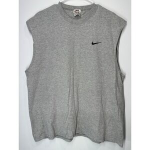 Vintage 90s Nike Cut Sleeve Tank Top Swoosh Shirt Gray - XL